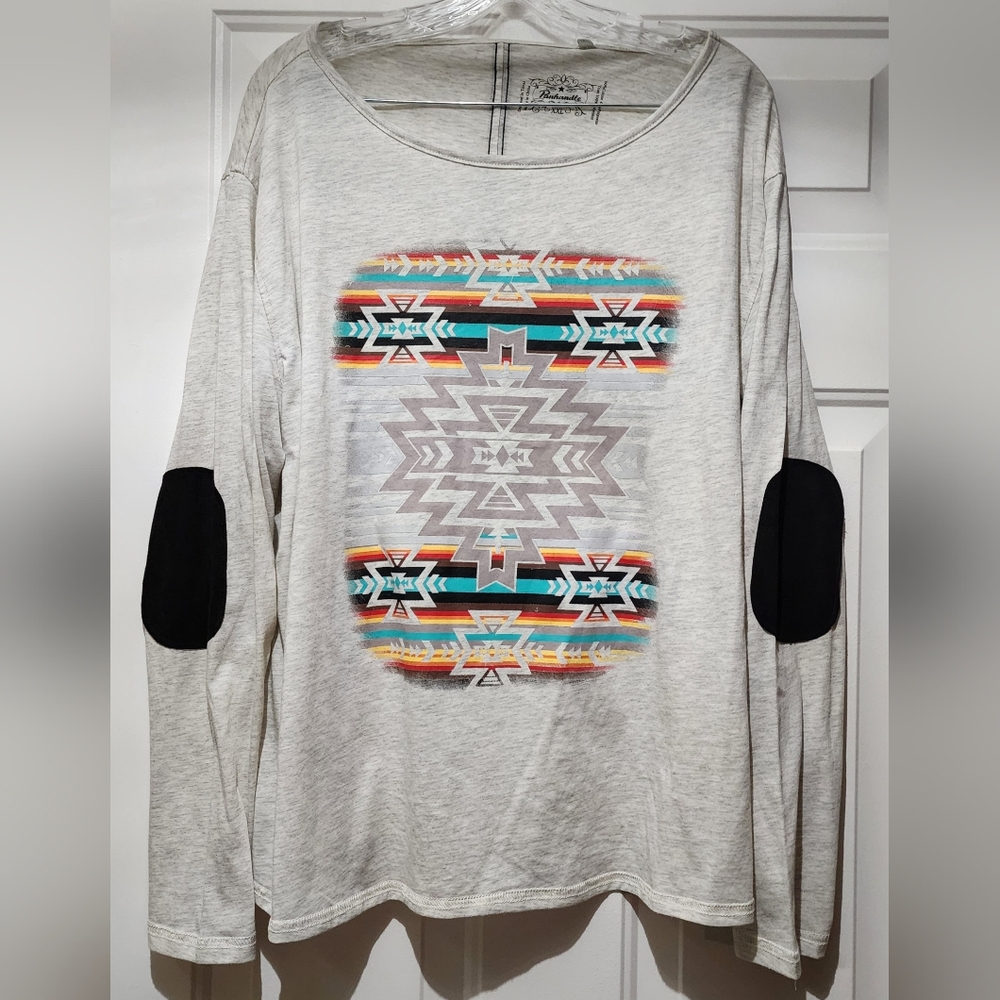 Panhandle Women's Aztec Printed Long Sleeve Western Shirt XXL